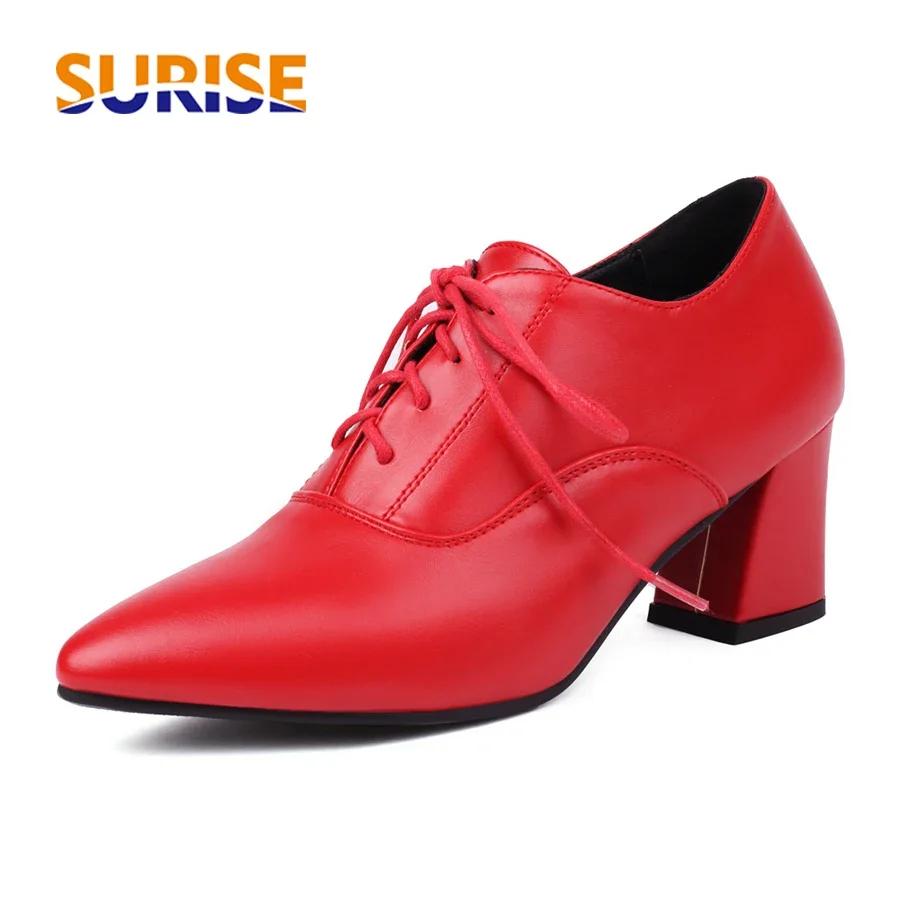 Oxford Lace Up Women - Scarpe Oxford da Donna Britanniche Rosse,